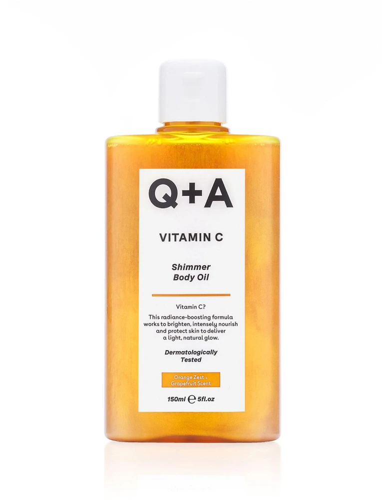 Q+A Vitamin C Shimmer Body Oil žėrintis kūno aliejus, 150 ml
