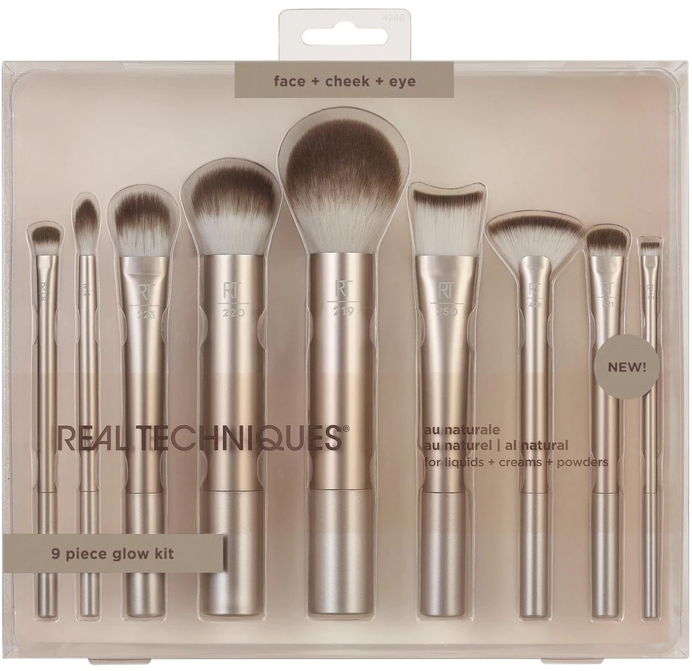 Real Techniques Au Naturale makiažo šepetėlių rinkinys, 9 vnt.