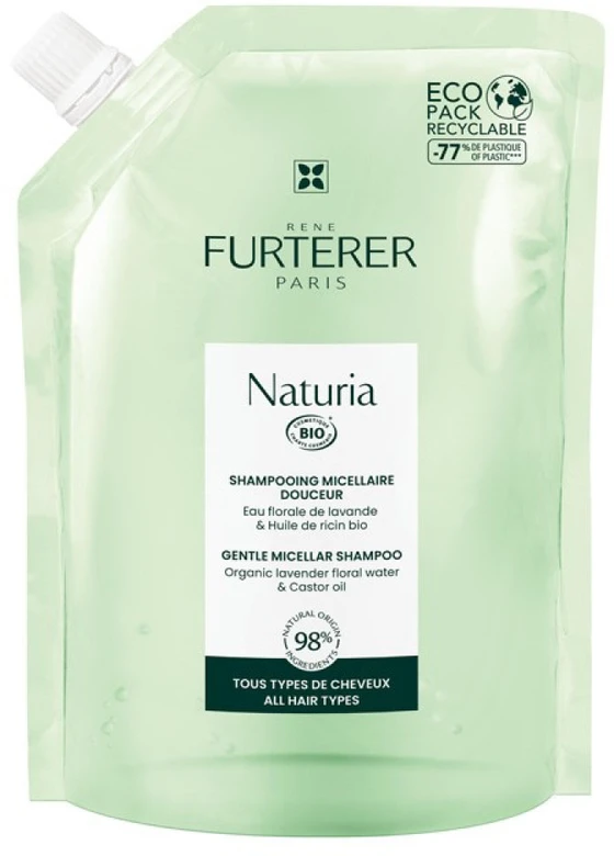 "Rene Furterer Naturia Gentle Micellar Šampūnas Eco Refill" plaukų šampūno papildymas 400ml