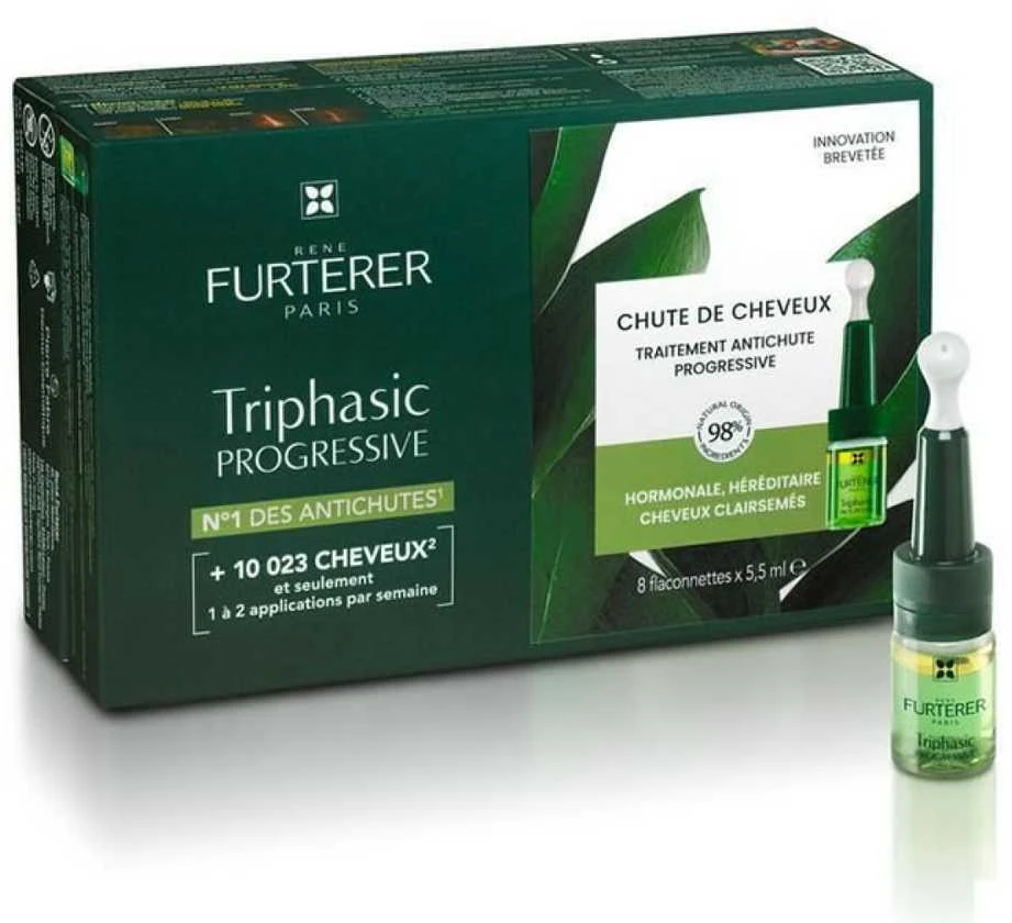 produktas Skirtas progresuojančiam plaukų slinkimui René Furterer Triphasic Progressive 8x5,5ml