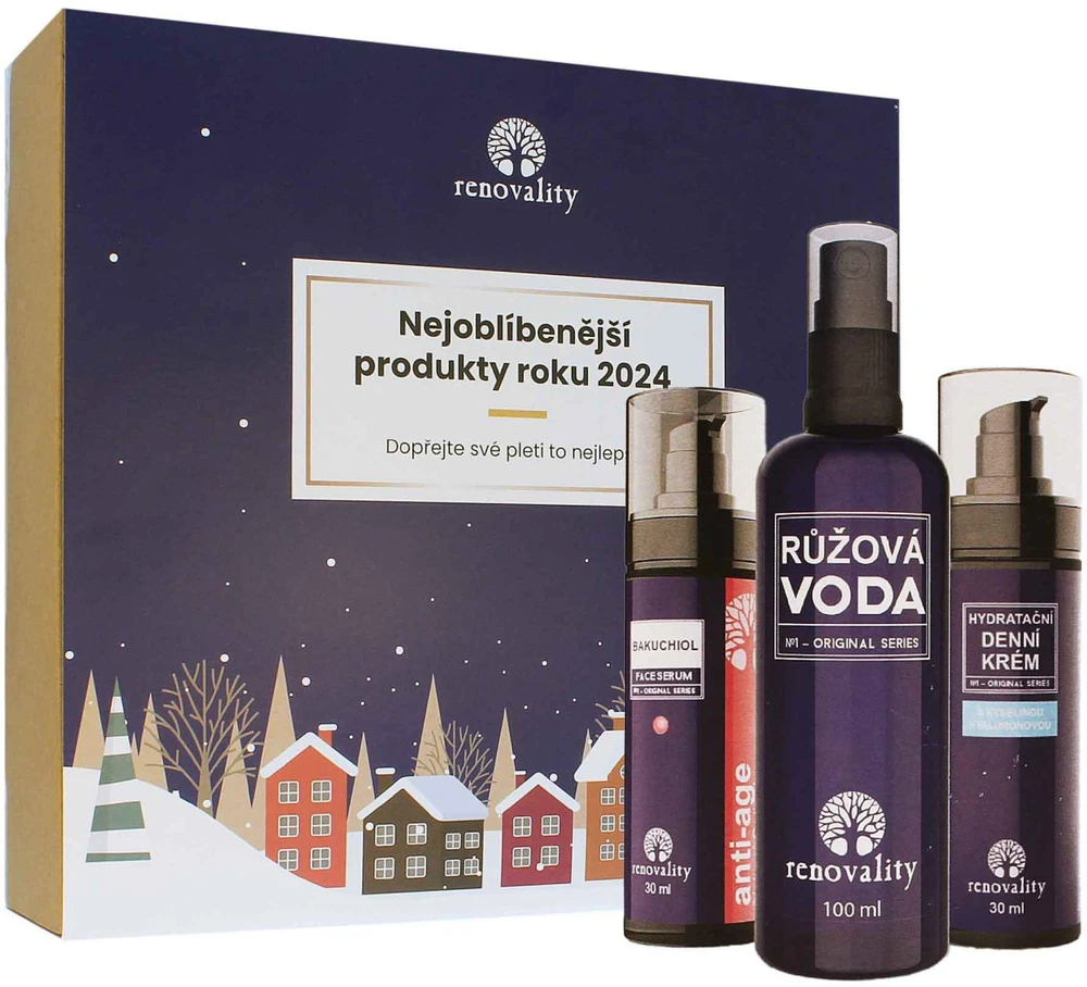 Renovality Original Series Set veido priežiūros rinkinys (veido kremas, 30 ml + rožių vanduo, 100 ml + veido serumas, 30 ml