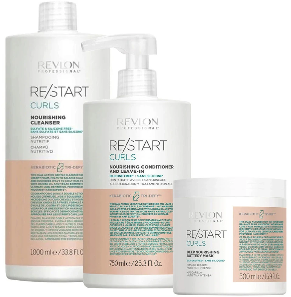 " Nenuplaunamas maitinamasis kondicionierius garbanotiems ir banguotiems plaukams Revlon Restart Curls, 750 ml