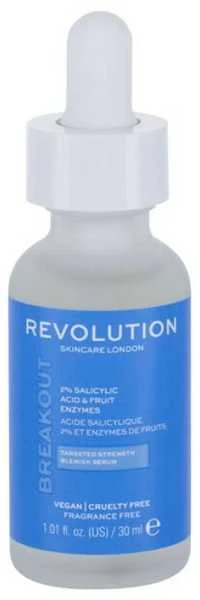 Revolution Skincare Breakout Strength Serum 2% salicilo rūgšties ir vaisių fermentų odos serumas moterims, 30 ml
