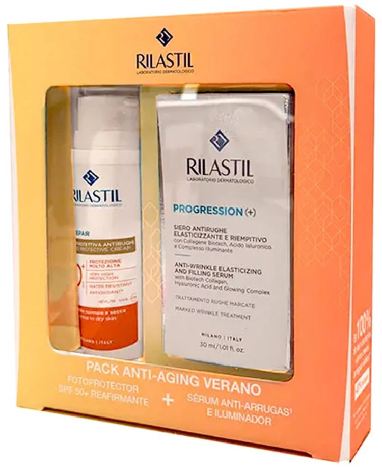 Rilastil Pack Age Repair Spf50, 50 ml + Progression serumas, 30 ml rinkinys 2 vnt.