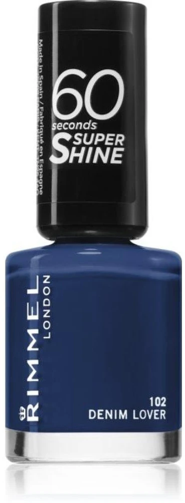 Rimmel London 60 Seconds Super Shine Nagų lakas nagų lakas, atspalvis: 102 Denim Lover, 8 ml