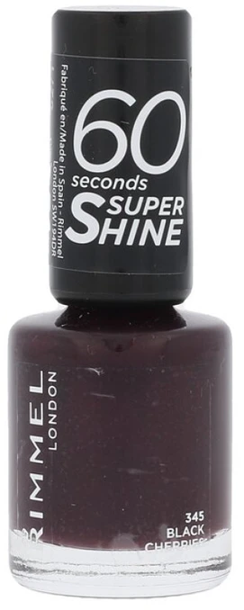 Rimmel London 60 Seconds Super Shine Nagų lakas Moterims 8 ml, 345 Black Cherries