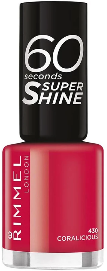 Rimmel London 60 Seconds Super Shine Nagų lakas Moterims 8 ml, 430 Coralicious