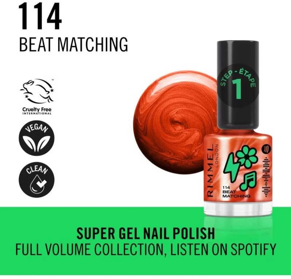 Rimmel London Super Gel Lacquer nagų lakas, atspalvis: 114 Beat Matching, 12 ml