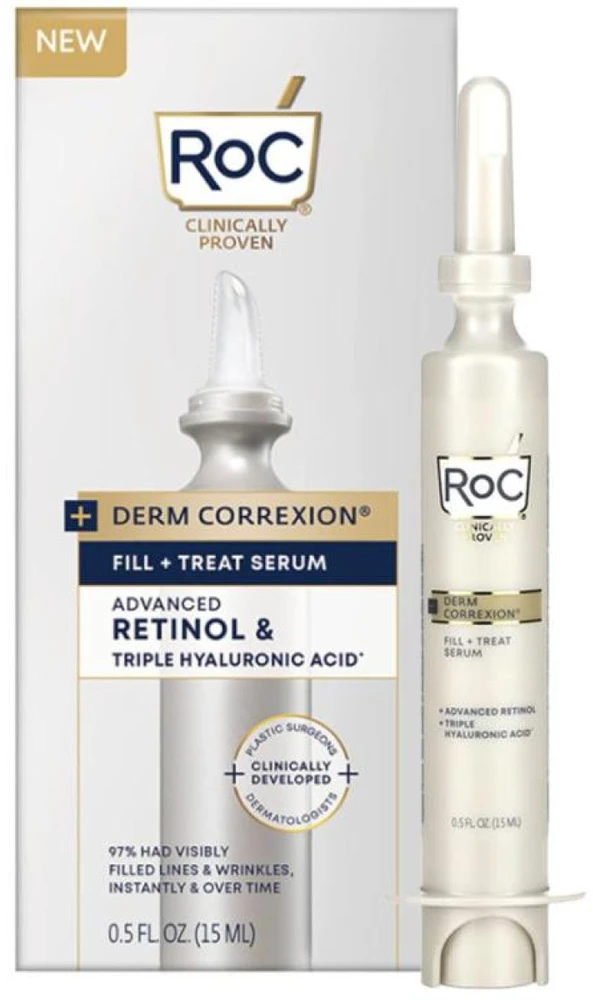 ROC Derm Correxion Fill + Treat Serum raukšles užpildantis serumas veidui su retinoliu, 15 ml