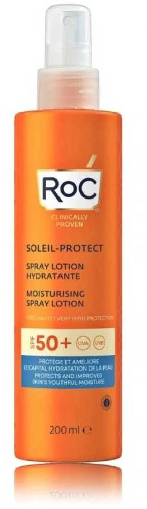 ROC Soleil-Protect Moisturising Purškiklis Lotion SPF 50+ purškiama vandeniui atspari apsauginė priemonė nuo saulės, 200 ml