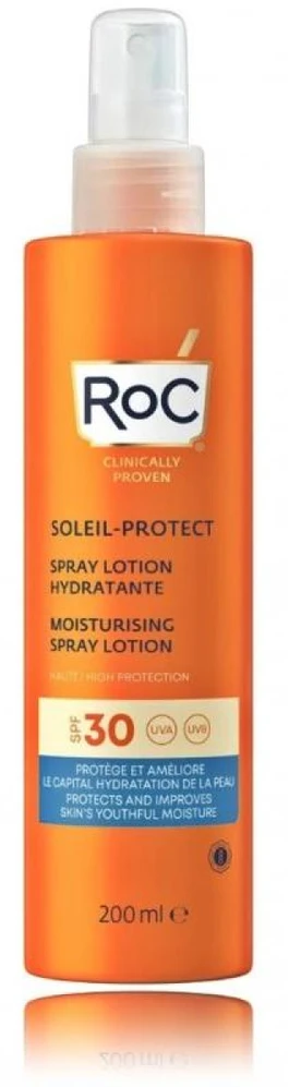 ROC Soleil-Protect Moisturising Purškiklis Lotion SPF 30 purškiama vandeniui atspari apsauginė priemonė nuo saulės, 200 ml