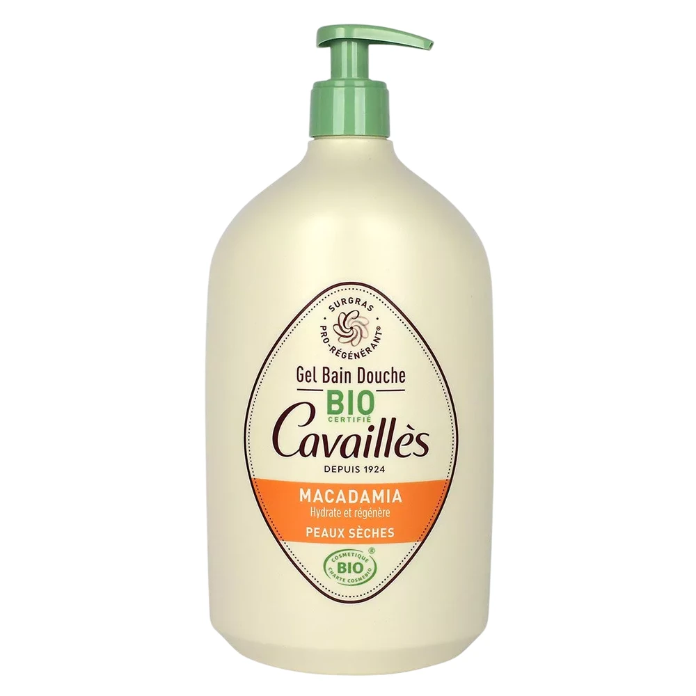 „Roge Cavailles Bio Macadamia“ regeneruojamasis dušo aliejus sausai odai, 1000 ml