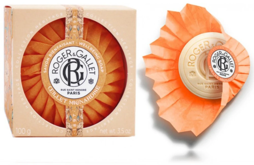 Roger & Gallet Oeillet Mignardise Soap Bar parfumuotas muilas rankoms ir kūnui, 100 g