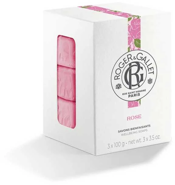 Roger & Gallet Rose Soaps Set kvapiųjų muilų rinkinys, 3 x 100 g