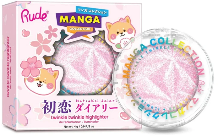 Rude Cosmetics Twinkle Twinkle Illuminating Highlighter Palette Sawa-Chan's Heart, 4 g