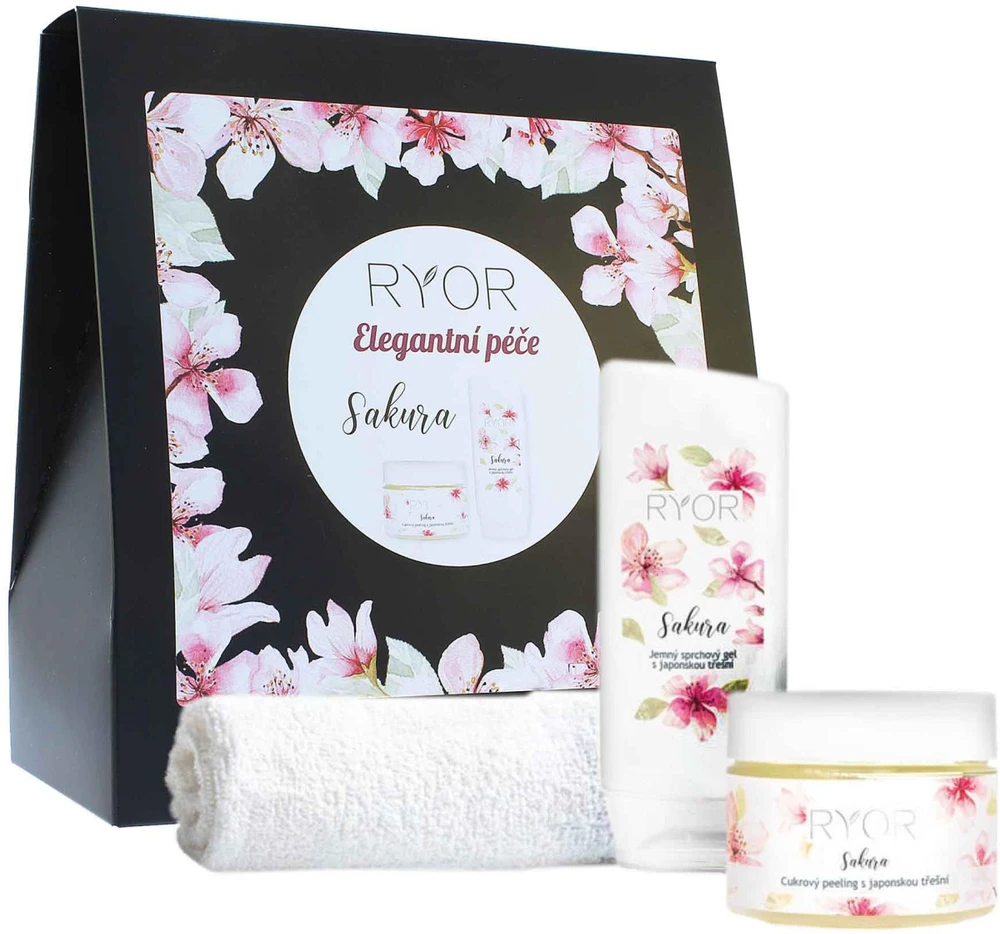 RYOR Sakura Set kūno priiūros rinkinys (kūno šveitiklis, 325 g + dušo gelis, 200 ml)
