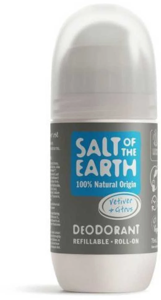 „Salt Of The Earth“ natūralus rutulinis dezodorantas su vetiverija ir citrusiniais vaisiais (dezodorantas rutulinis), 75 ml