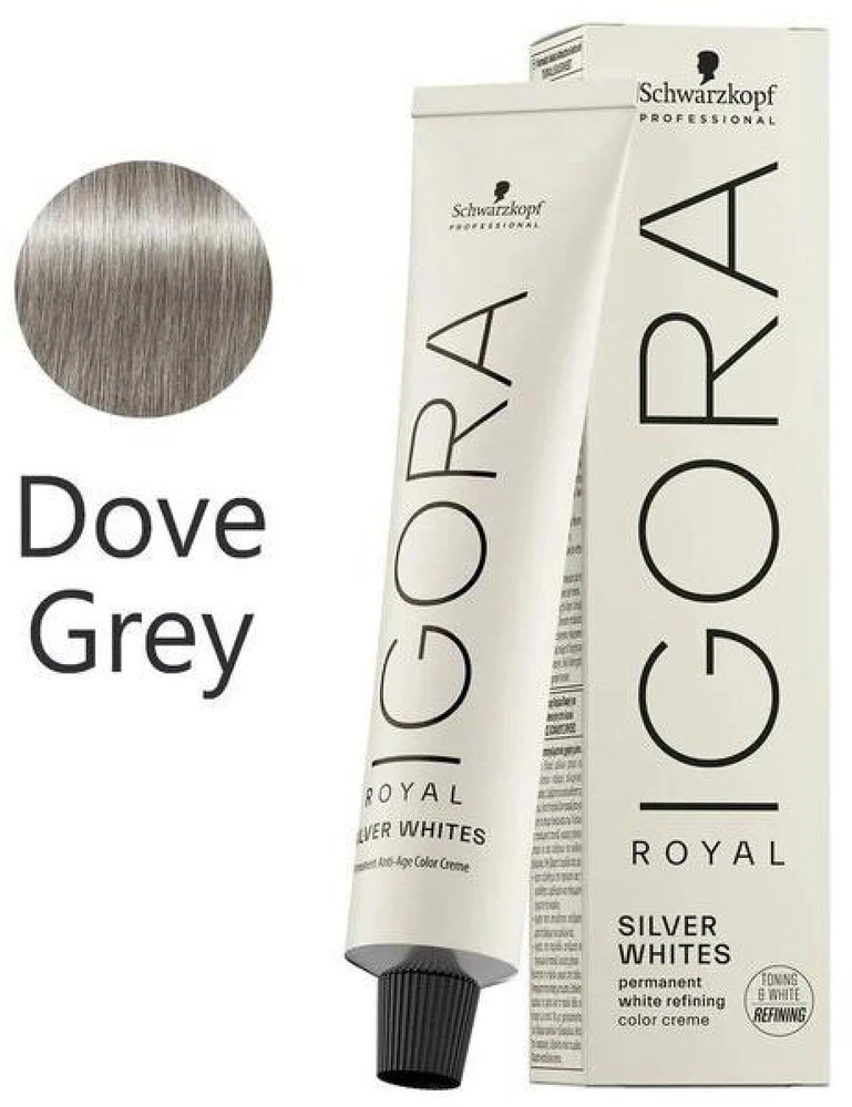 Schwarzkopf Professional IGORA ROYAL Absolutes Sidabrinis Baltas Demi-Permanent Hair Colour Plaukų dažai, atspalvis: Dove Pilkas, 60 ml