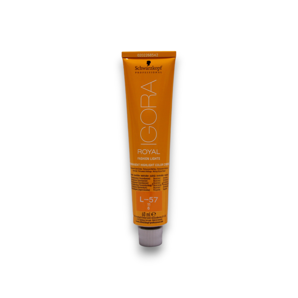 Schwarzkopf Professional Igora Royal Permanent Hair Dye plaukų dažai, atspalvis: L-57 Golden Copper, 60 ml