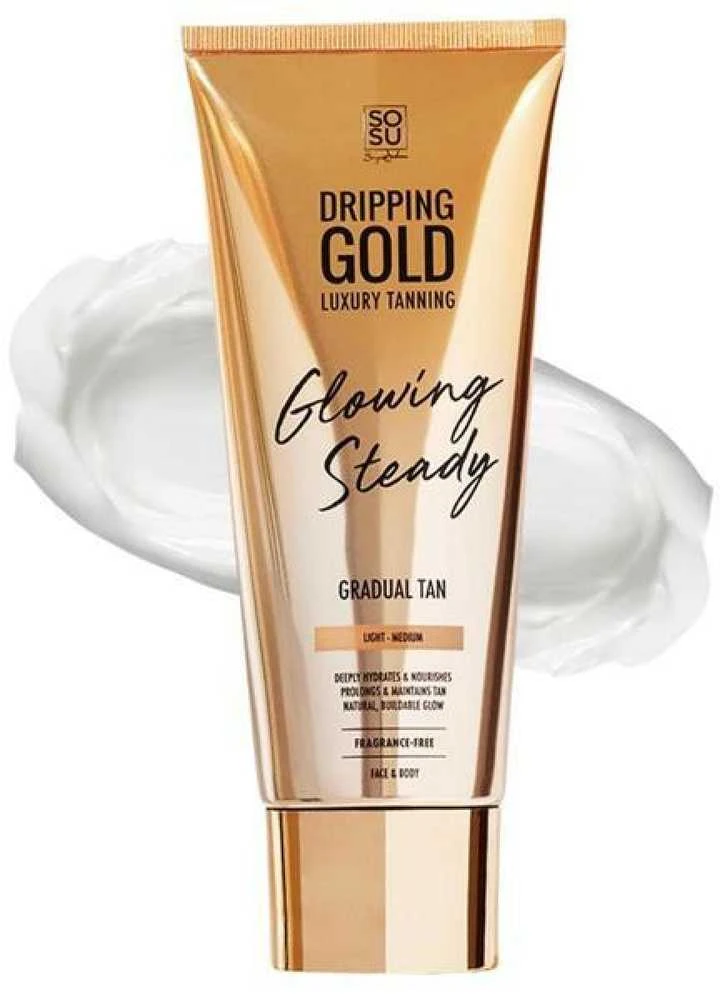 Savaiminio įdegio kremas Šviesus / vidutinis Dripping Gold Glowing Steady (laipsniškas įdegis) 200 ml