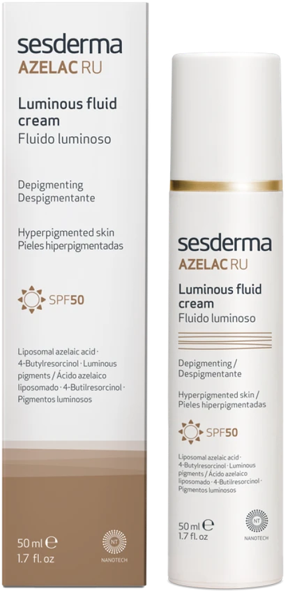 Sesderma AZELAC RU pigmentaciją mažinantis kreminis fluidas su SPF50, 50 ml