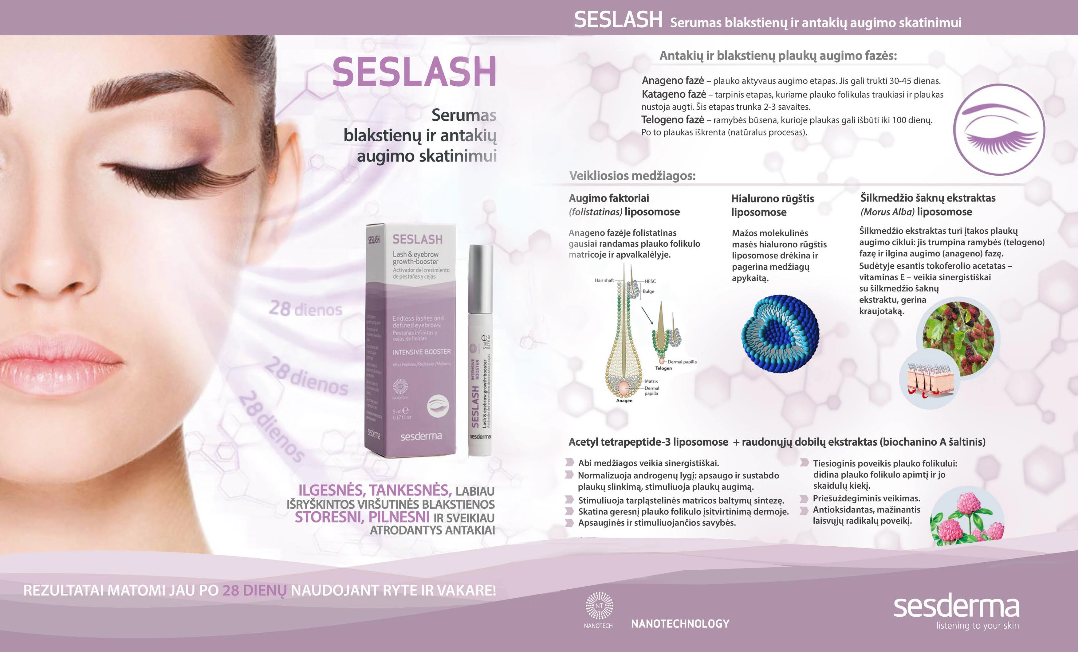 Sesderma Seslash serumas blakstienų ir antakių augimui, 5 ml