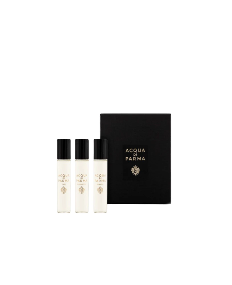 Rinkinys „Acqua di Parma“: „Signatures Of The Sun“ – „Sakura“ unisex kvapusis vanduo, 12 ml + „Signatures Of The Sun“ – „Yuzu“ unisex kvapusis vanduo, 12 ml + „Signatures Of The Sun“ – „Osmanthus“ unisex kvapusis vanduo, 12 ml