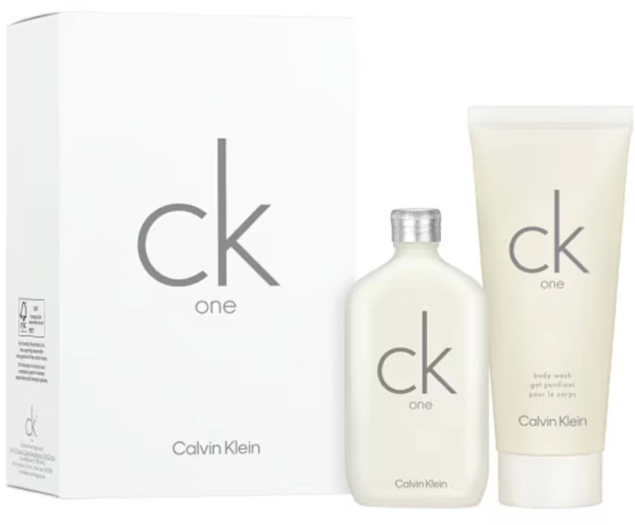 Set Calvin Klein: CK One Eau De Toilette Unisex, 50 ml + CK One Kūno prausiklis For Hair & Body, 100 ml