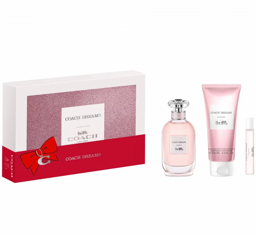 Coach Rinkinio vadovas: „Dreams“ kvepalai moterims, 90 ml + „Dreams“ kvepalai moterims, 10 ml + „Dreams“ kūno losjonas visam kūnui, 100 ml