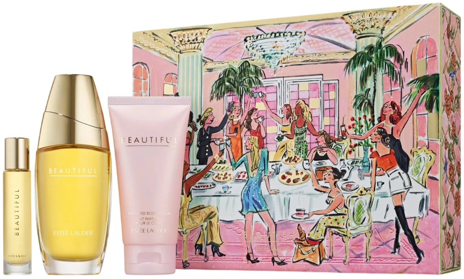 Set Estee Lauder: Beautiful Eau De Parfum For Women, 75 ml + Beautiful Eau De Parfum For Women, 10 ml + Beautiful Hydrating Daily Losjonas kūnui, 75 ml