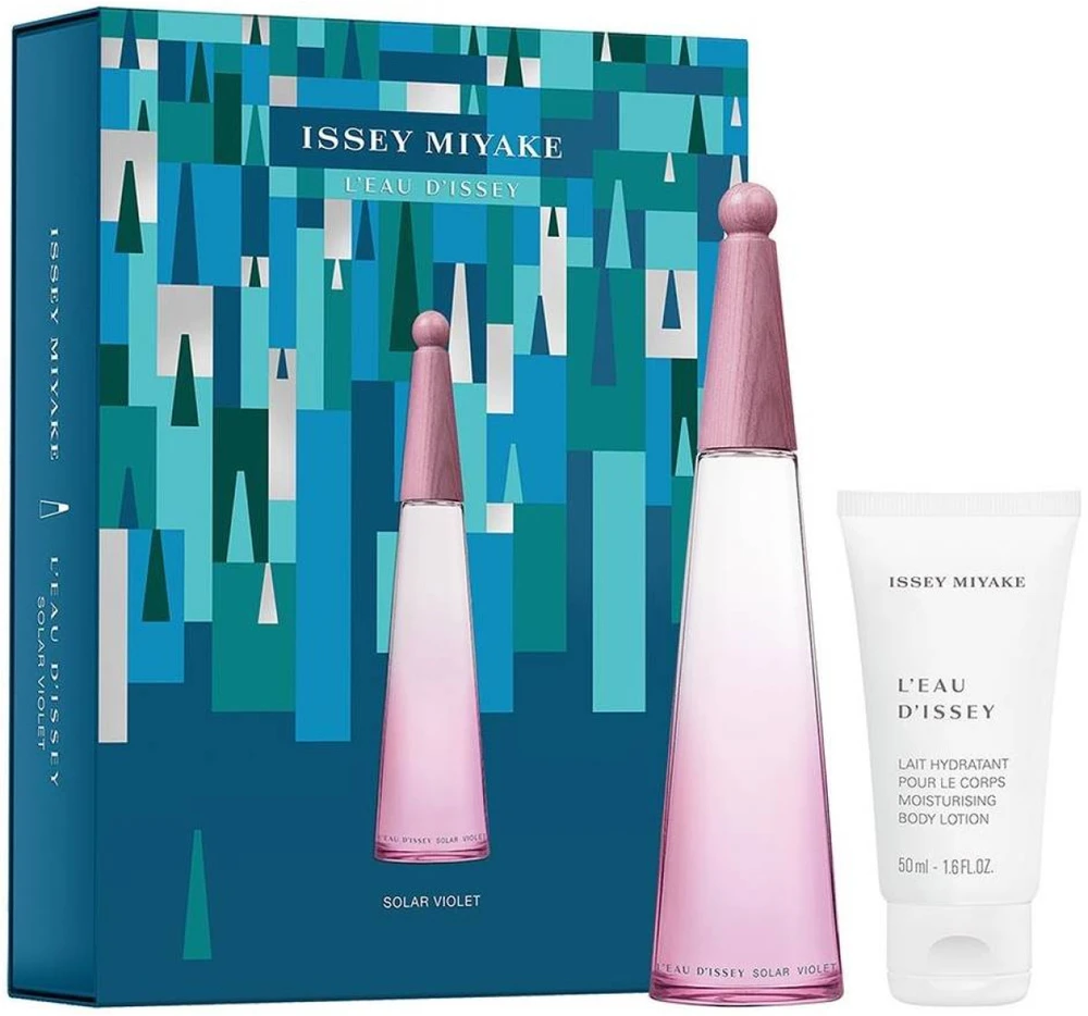 Set Issey Miyake: L'Eau D'Issey Solar Violet Eau De Toilette For Women, 50 ml + L'Eau D'Issey Solar Violet Moisturizing Losjonas kūnui, 50 ml