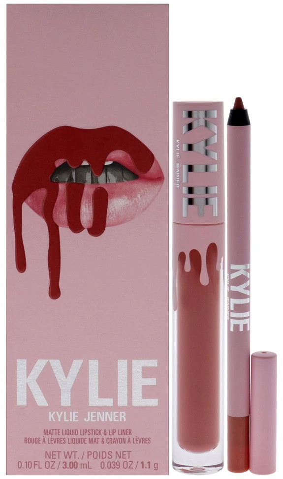 Set Kylie Cosmetics: By Kylie Liquid Lipstick 801 Queen, 3 ml + By Kylie Pieštukas Lip Liner Queen 1.1 g