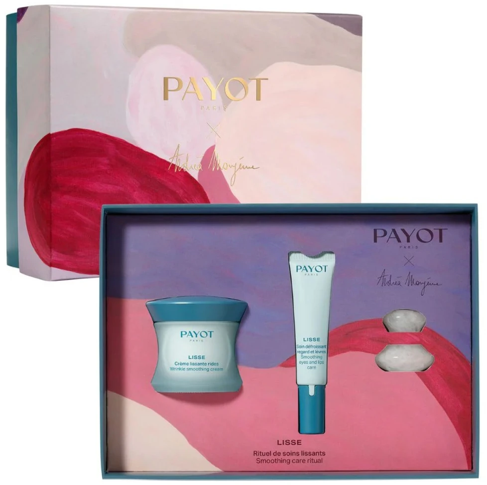 Set Payot: Lisse Natural Ingredients Anti-Wrinkle Day Kreminis For Face, 50 ml + Lisse Smoothing Paakių kremas, 15 ml + Gua Sha Baltas Lifting Face Massage Stone