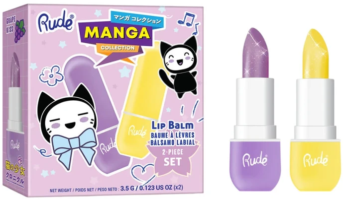 Set Rude Cosmetics: Grape Kiss Hydrating Lūpų balzamas 3.5 ml + Pineapple Kiss Hydrating Lūpų balzamas 3.5 ml