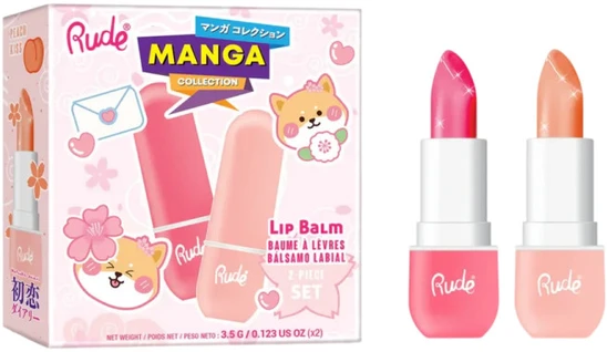 Set Rude Cosmetics: Peach Kiss Hydrating Lūpų balzamas 3.5 ml + Watermelon Hydrating Lūpų balzamas 3.5 ml