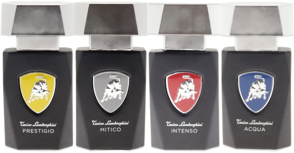 Versace Set Tonino Lamborghini: Prestigio Eau De Parfum For Men, 15 ml + Mitico Eau De Parfum For Men, 15 ml + Intenso Eau De Parfum For Men, 15 ml + Acqua Eau De Parfum For Men, 15 ml
