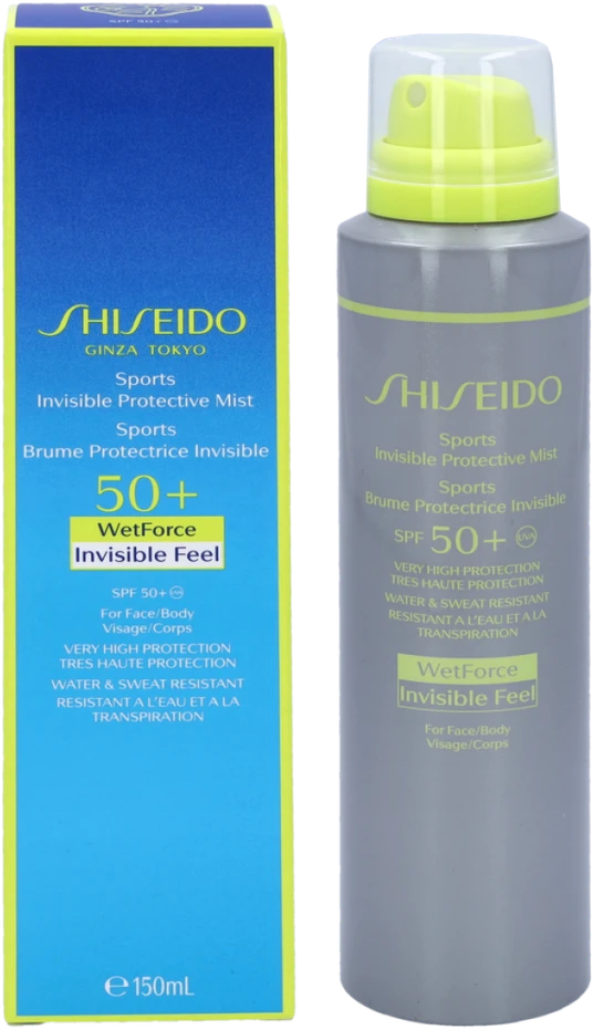 Shiseido Sports Wetforce Invisible Protective Mist SPF 50+ apsauginė dulksna veidui ir kūnui, 150 ml