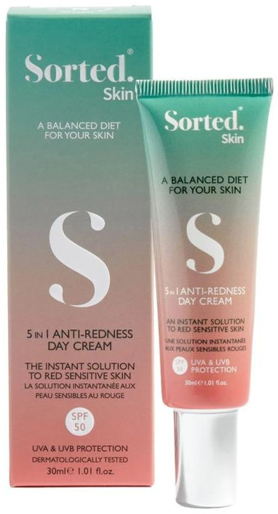 Sorted Skin 5 in 1 Anti-Redness Day Kreminis SPF 50 dieninis kremas raustančiai odai, 30 ml