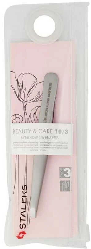 STALEKS antakių pincetas su plačiu nuožulniu galiuku, „Beauty & Care“, 10, 3 tipas (antakiai)