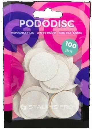 STALEKS Pakaitinis švitrinis popierius pedikiūro diskui Pro L, grūdėtumas 100 (Baltas Refill Pads for Pedicure Disc) 50 vnt.
