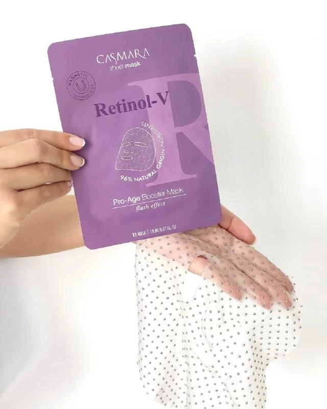 Stangrinamoji veido kaukė Casmara Pro Age Booster Sheet Mask Retinol, su retinoliu, magnetinė technologija