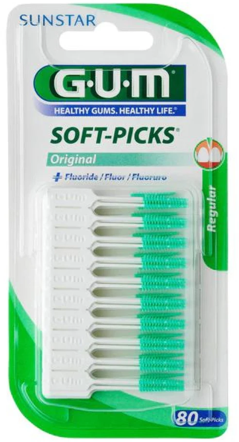 Sunstar Gum Soft-Picks Original With Regular Fluoride tarpdančių valymo priemonė 80 vnt