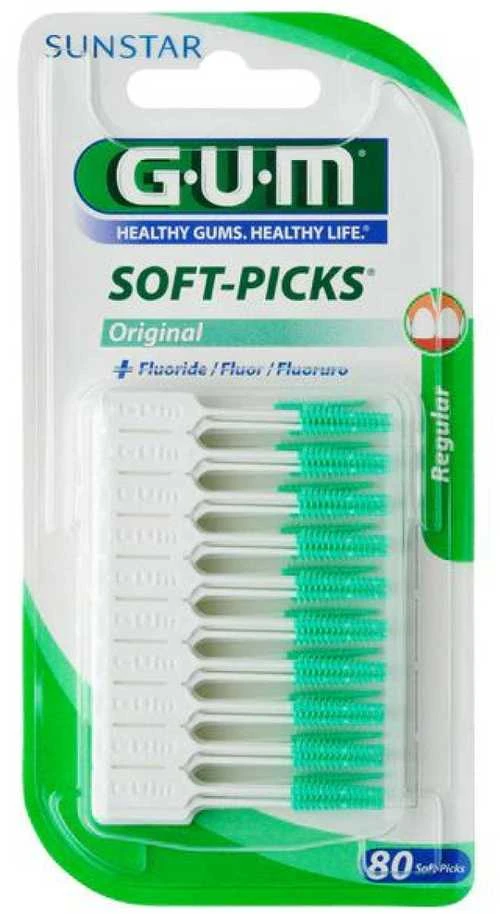 Sunstar Gum Soft-Picks Original With Regular Fluoride tarpdančių valymo priemonė 80 vnt