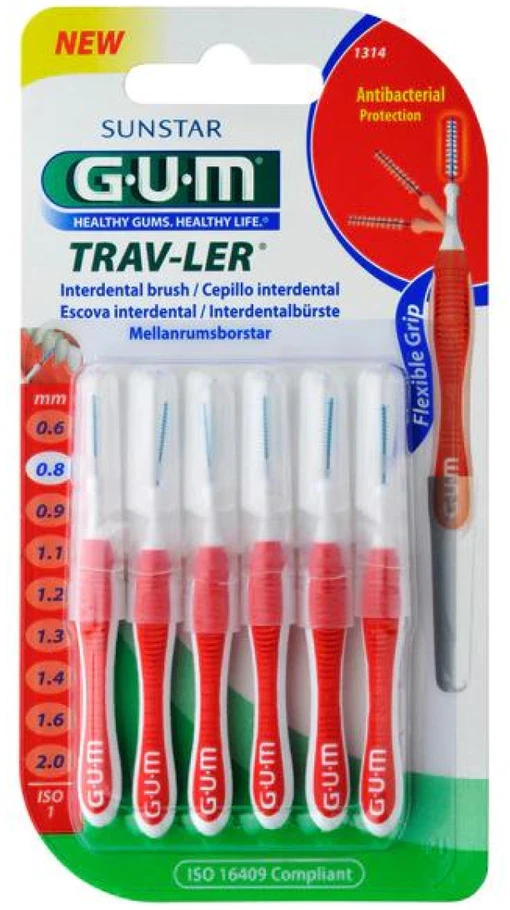 "Sunstar Gum Trav-Ler" tarpdančių šepetėlis Iso1 1314 0,8 mm 6 vnt