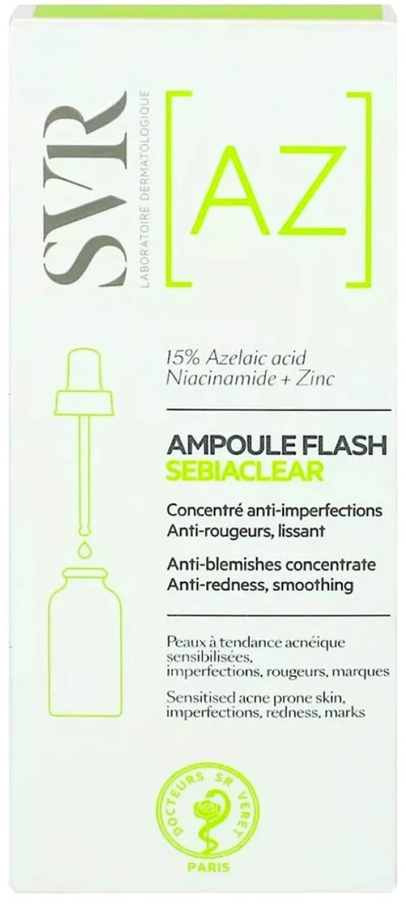 SVR Sebiaclear Ampoule Flash koncentruotas veido serumas su azelaino rūgštimi, 30 ml