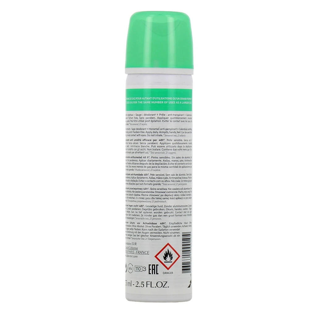 SVR Spirial 48H Vegetal Anti-Perspirant Dezodorantas Purškiklis, 75 ml