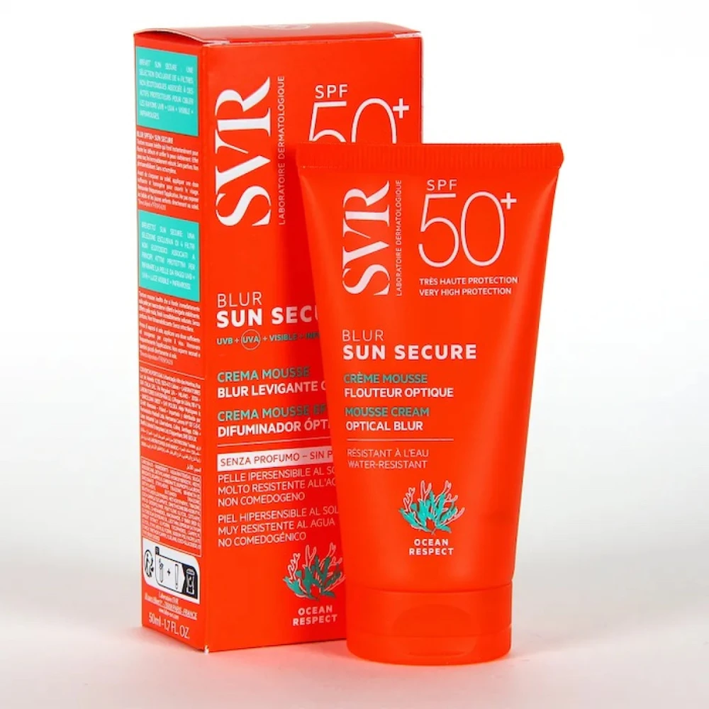 SVR Sun Secure Blur Unscented Teinte SPF 50+ apsauginis kremas nuo saulės, 50 ml
