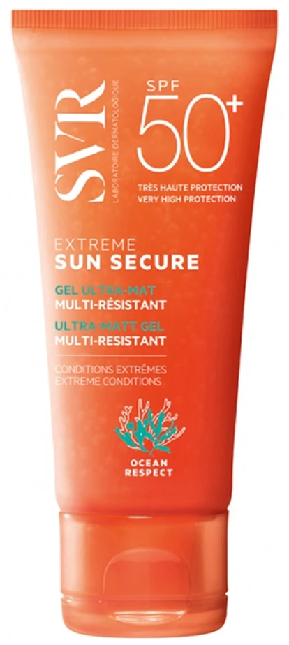 Svr Sun Secure Extreme Ultra Matte Gel SPF 50+ vandeniui atsparus apsauginis gelis veidui nuo saulės, 50 ml