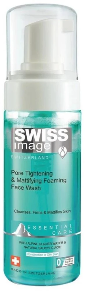 Swiss Image Essential Care Pore Tightening & Mattifying Foaming Face Wash putojantis prausiklis mišriai ir riebiai veido odai, 150 ml