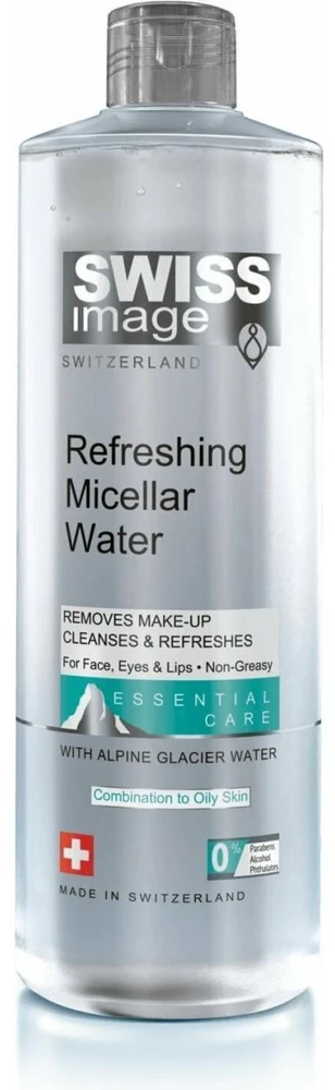 Swiss Image Essential Care Refreshing Micellar Vanduo micelinis vanduo mišriai ir riebiai veido odai, 400 ml